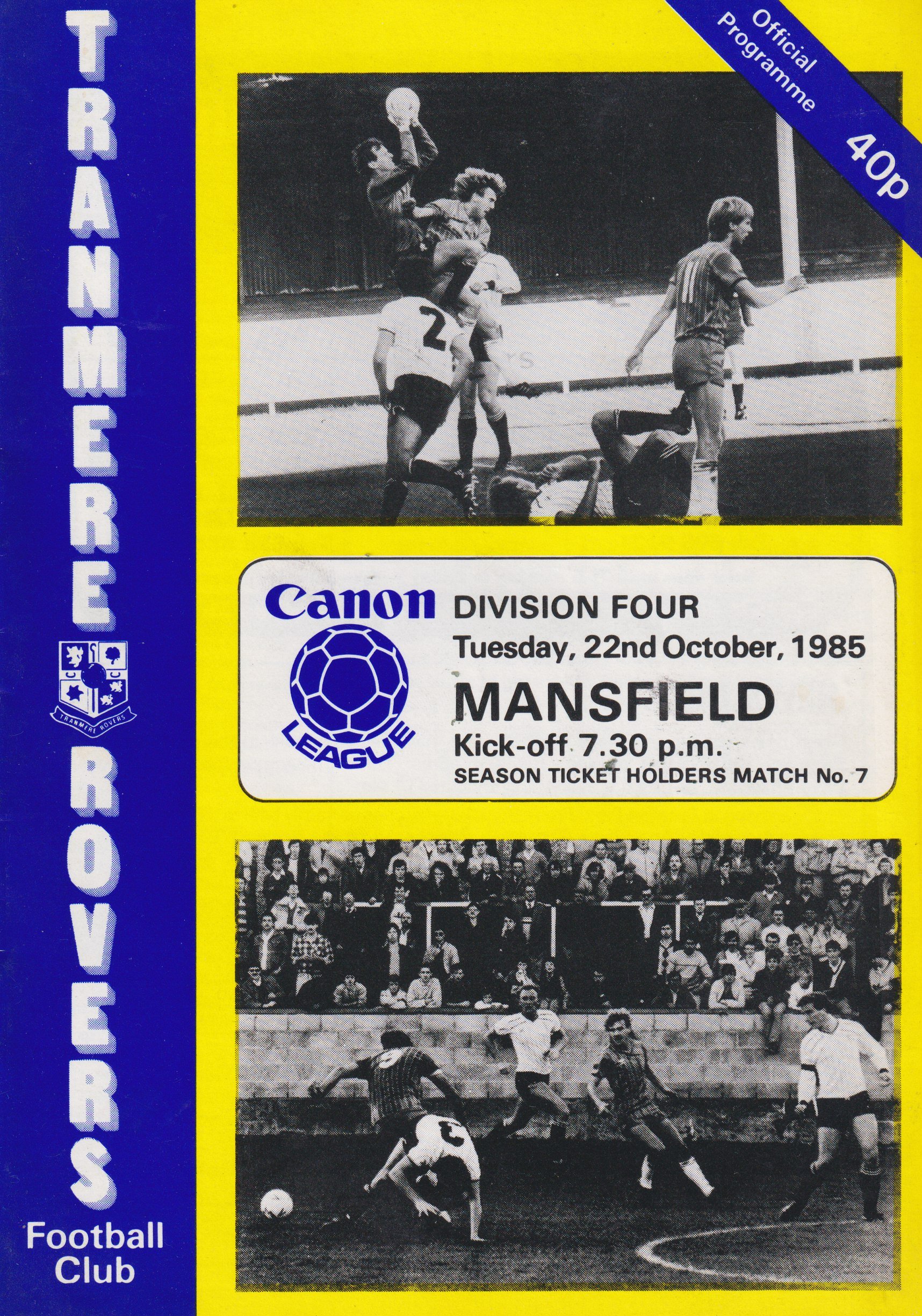 Tranmere Rovers v Mansfield Town match programme